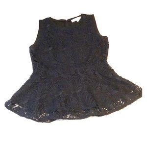 LOFT navy lace peplum top
